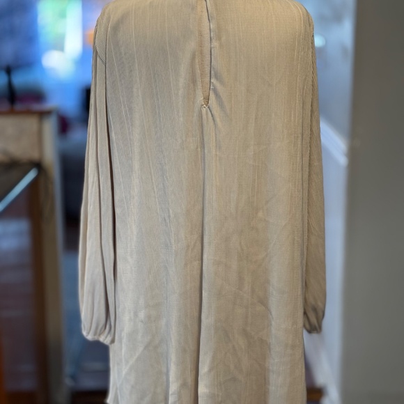 Abercrombie and Fitch Pleated Satin Plisse Long Sleeve Mini Dress - Picture 4 of 6